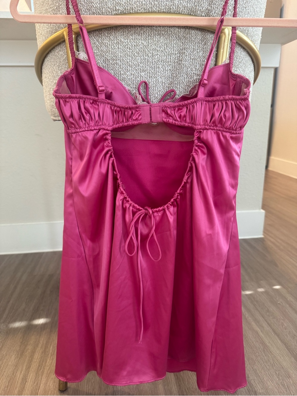 For Love and Lemons Pink Satin Lace Mini Slip - Picture 7 of 7
